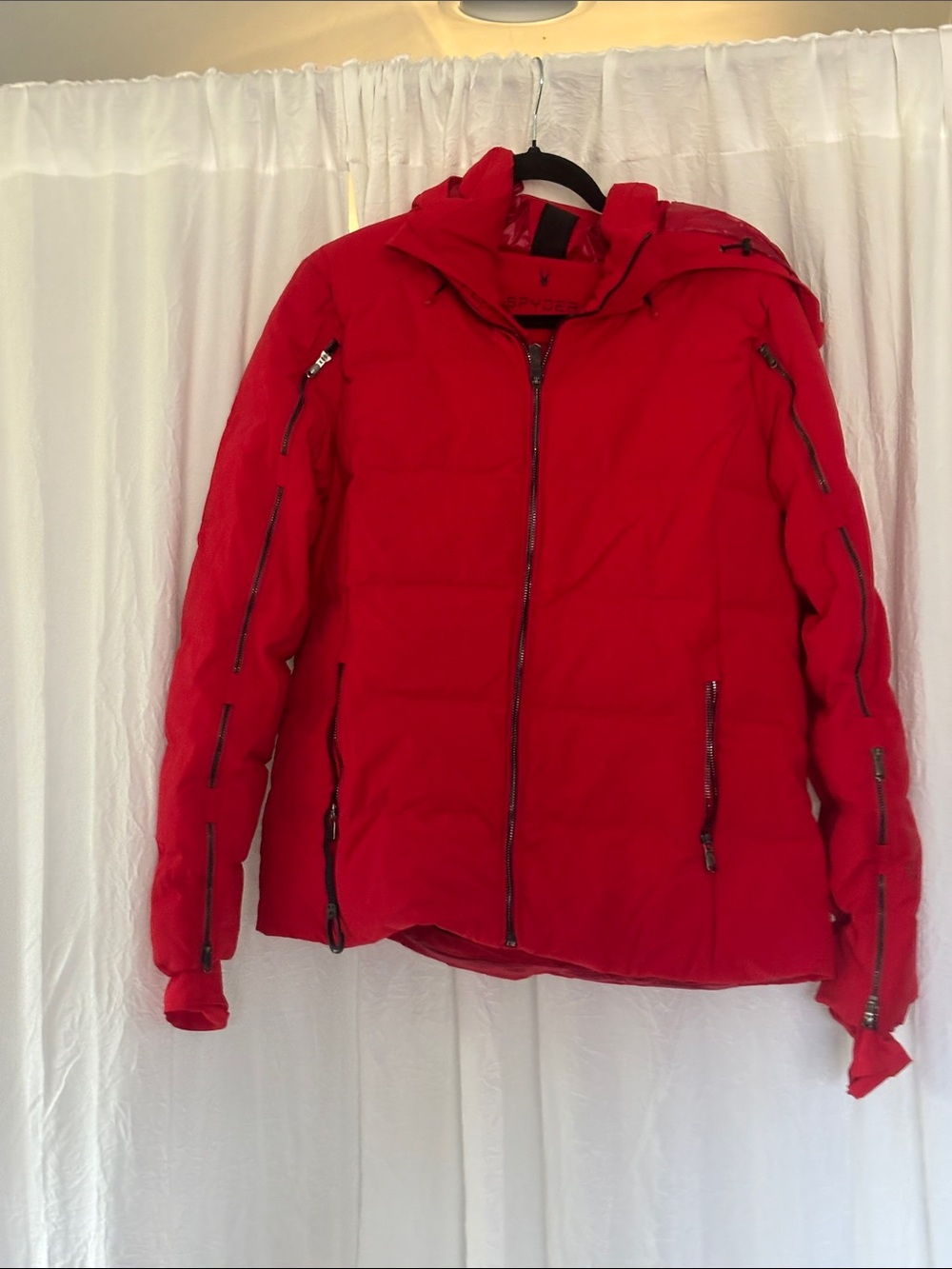 Spyder Women's Red Insulated Puffer Jacket with Hood